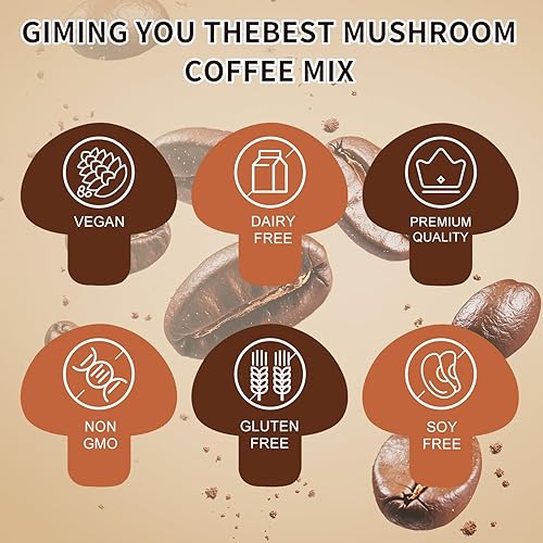 Miniatura 4 de CANLIST Café en polvo orgánico de hongos 9 en 1 con melena de león y chaga, Cordyceps, Reishi, Shiitake para enfoque cognitivo, apoyo inmunológico y