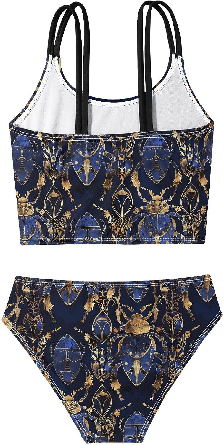 visesunny Girls Two Piece Swimsuits Indian Beetle Pattern Girl's Bikini Sets Bathing Suits for Girls Size 5-12Y