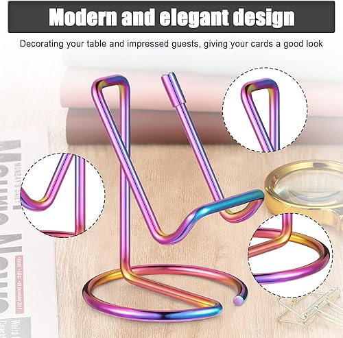 Miniatura 4 de 2 soportes de metal para tarjetas de visita para escritorio, soporte para teléfono celular, soporte elegante para tarjetas de visita, organizador de