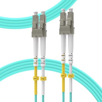 OM4 LC to LC Fiber Patch Cable 50ft/15m, Length Option0.2m-200m, 40G/100GB Duplex 50/125m Multimode Fiber Optic Cable Cord LSZHAqua - 15M50ft