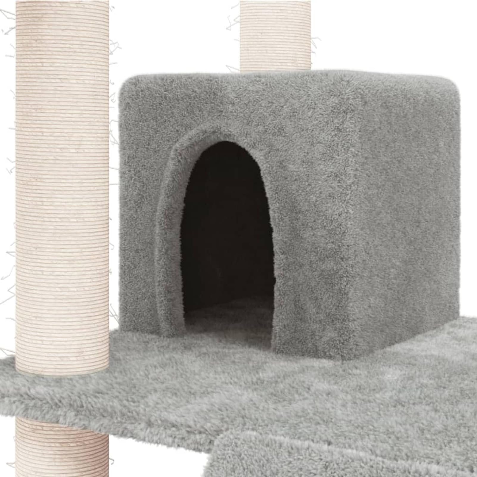 Rascador para Gatos con Postes de sisal, ZEYUAN Rascador Gato, Arbol Rascador para Gatos, Gatos Accesorios, Torre Gatos, Arranhador para Gatos, Casa para Gatos, Gris Claro 83 cm