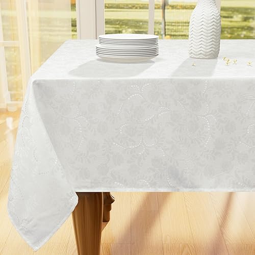 Mantel rectangular de otoño de 60 x 84 pulgadas, mantel impermeable de damasco jacquard, manteles de tela lavable para fiestas de cosecha y