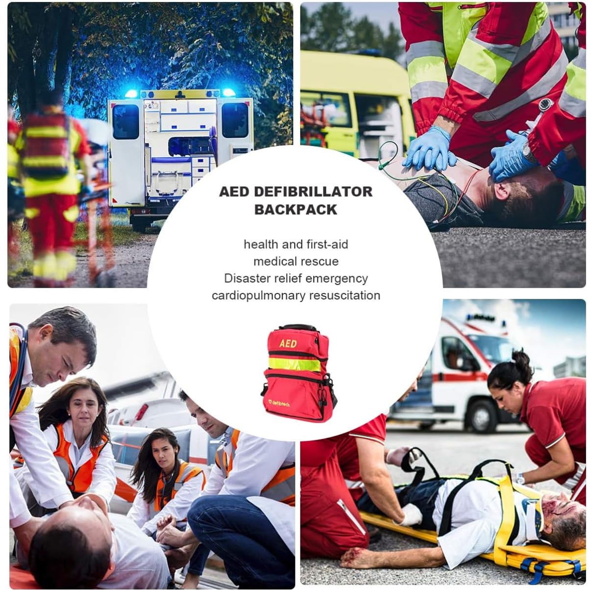 Bolsa Roja De Primeros Auxilios, Bolsa Vacía Para Desfibrilador De Rescate De Viaje, Mochila De Emergencia Para Traumatismos De Supervivencia, Para Protección De Atención Médica Crítica De Emergencia