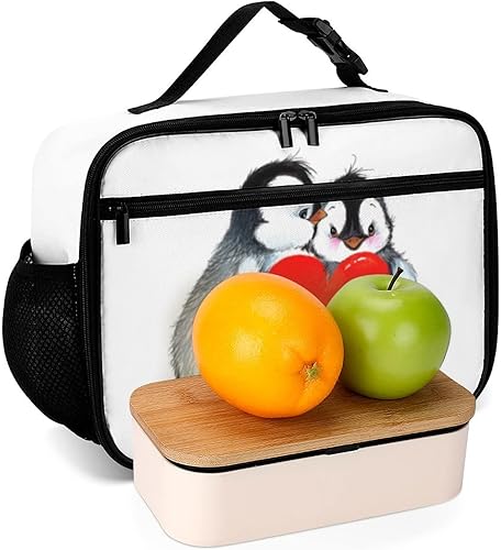 Miniatura 6 de Lonchera reutilizable con diseño de pingüinos, bolsa de almuerzo aislada, lonchera para comida y alimentos, bolsa de mano para mujeres, niños,