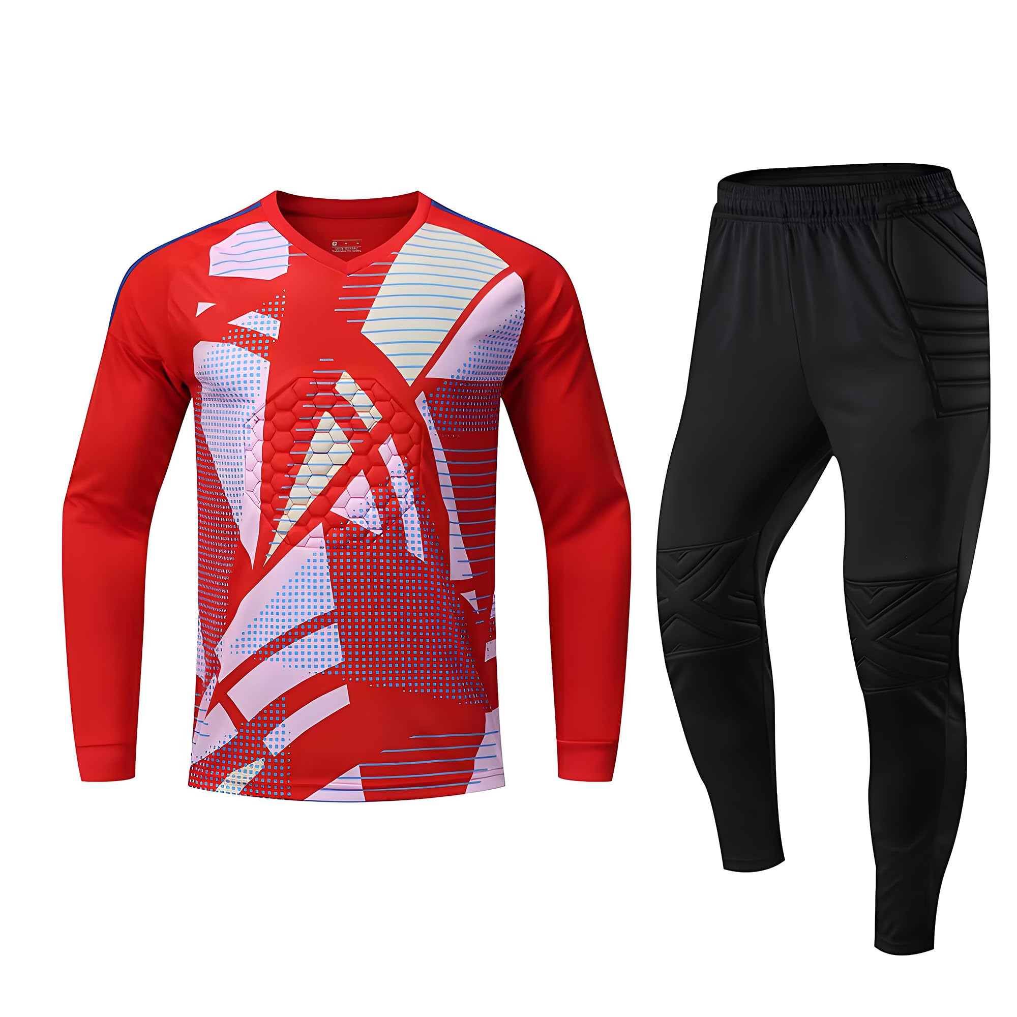 Camiseta de portero para adultos y niños, transpirable, juego de pantalones cortos de portero de fútbol, camiseta de portero con acolchado, entrenamiento de competición, equipo de portero