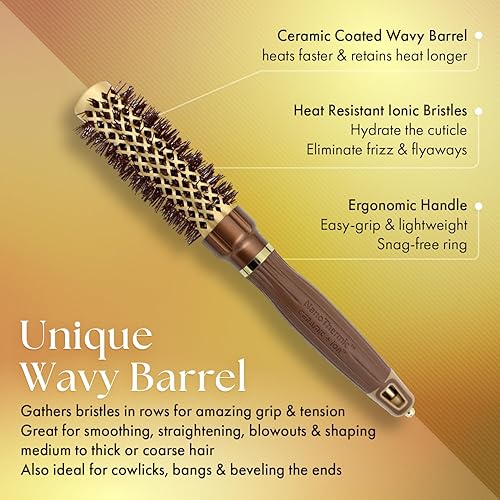 Miniatura 9 de Olivia Garden Cepillo térmico NanoThermic PowerGrip con barril ondulado patentado especial para mayor tensión y agarre, barril recubierto de