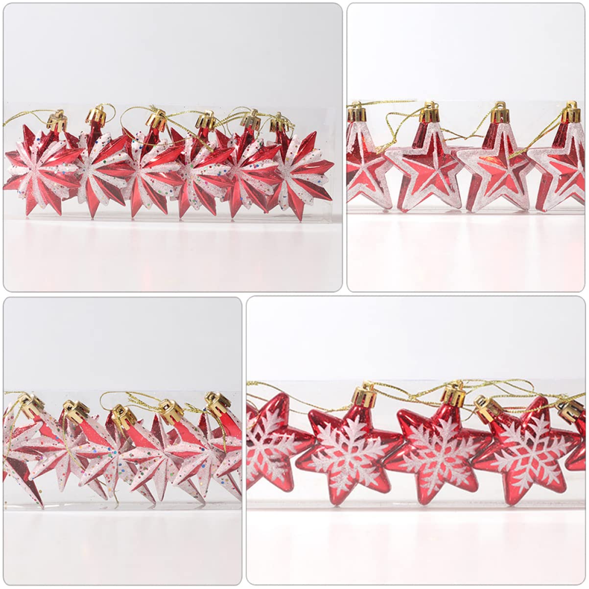 Amosfun 3 Juegos De Adornos Navideños De Estrellas Poligonales para Fiestas para Fotos De Pared De Árbol 23 Piezas X 3
