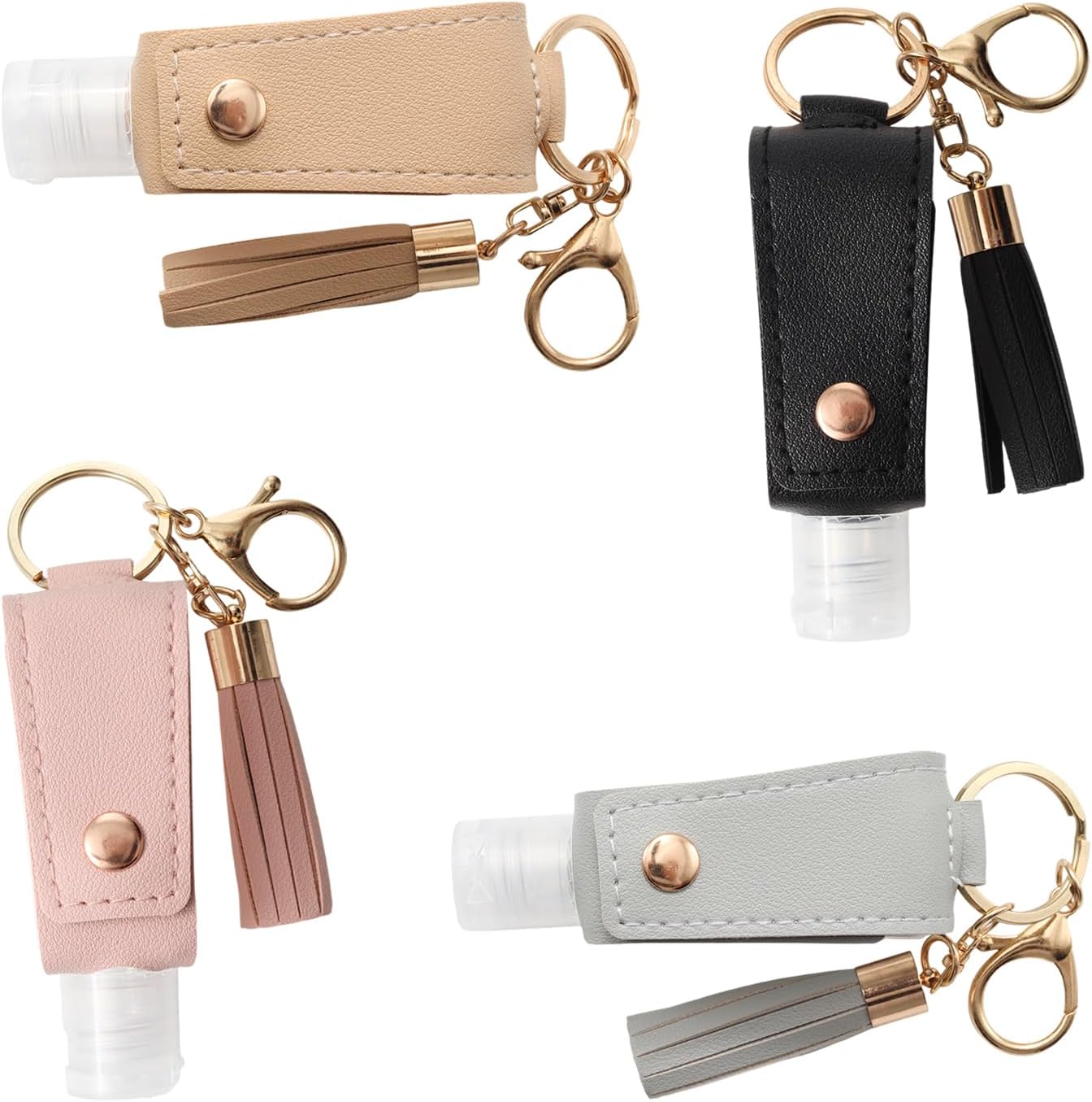 4pcs 30ml/1oz Portable Hand Empty Bottles,Keychain Empty Bottle Refillable Containers,Small Squeeze Bottle for Toiletry Shampoo Lotion Soap/Travelers (4color)