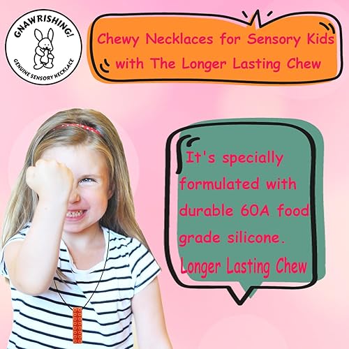Miniatura 4 de Collar masticable de 6 piezas perfecto para autismo, TDAH, SPD, motor oral para niños, niños y niñas (resistente, de larga duración)