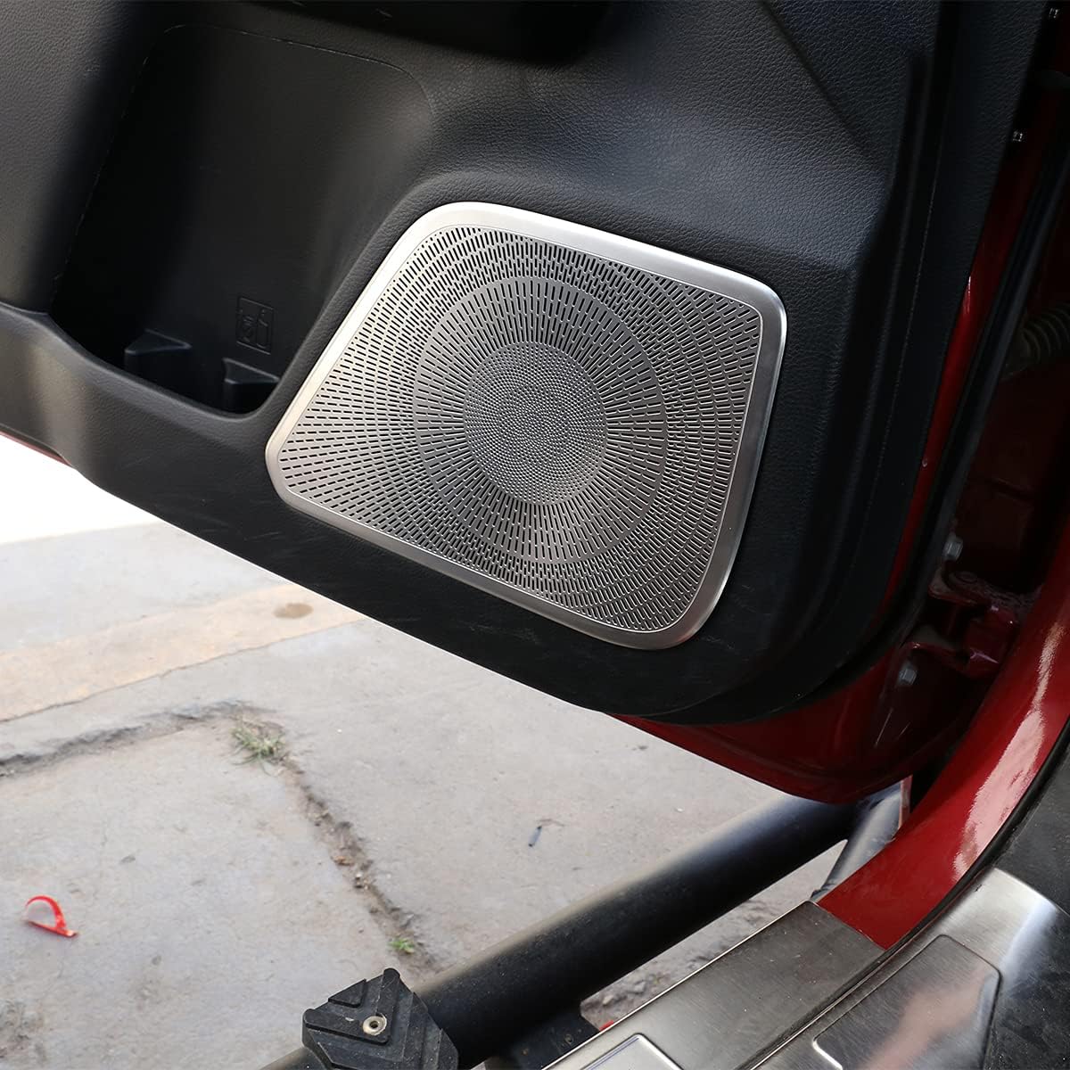 Stainless Steel Car Interior Protective Speaker Cover Trim Stickers for Toyota Tacoma 2016 2017 2018 2019 2020 2021 2022 (Silver)