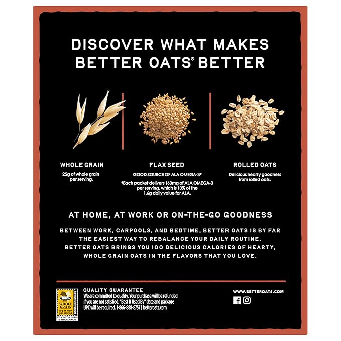 Better Oats Avena Maple & Brown Sugar 100 Calorías, 10 Sobres por Caja (Pack de 6) miniatura 9