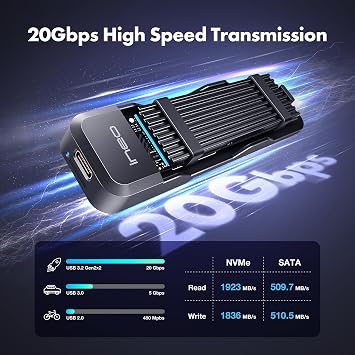 Ineo M.2 NVMe & SATA to USB C 20Gbps Docking Station for M-Key Support B+M Key 2280 2260 2242 2230 SSD M.2 20Gb Dock