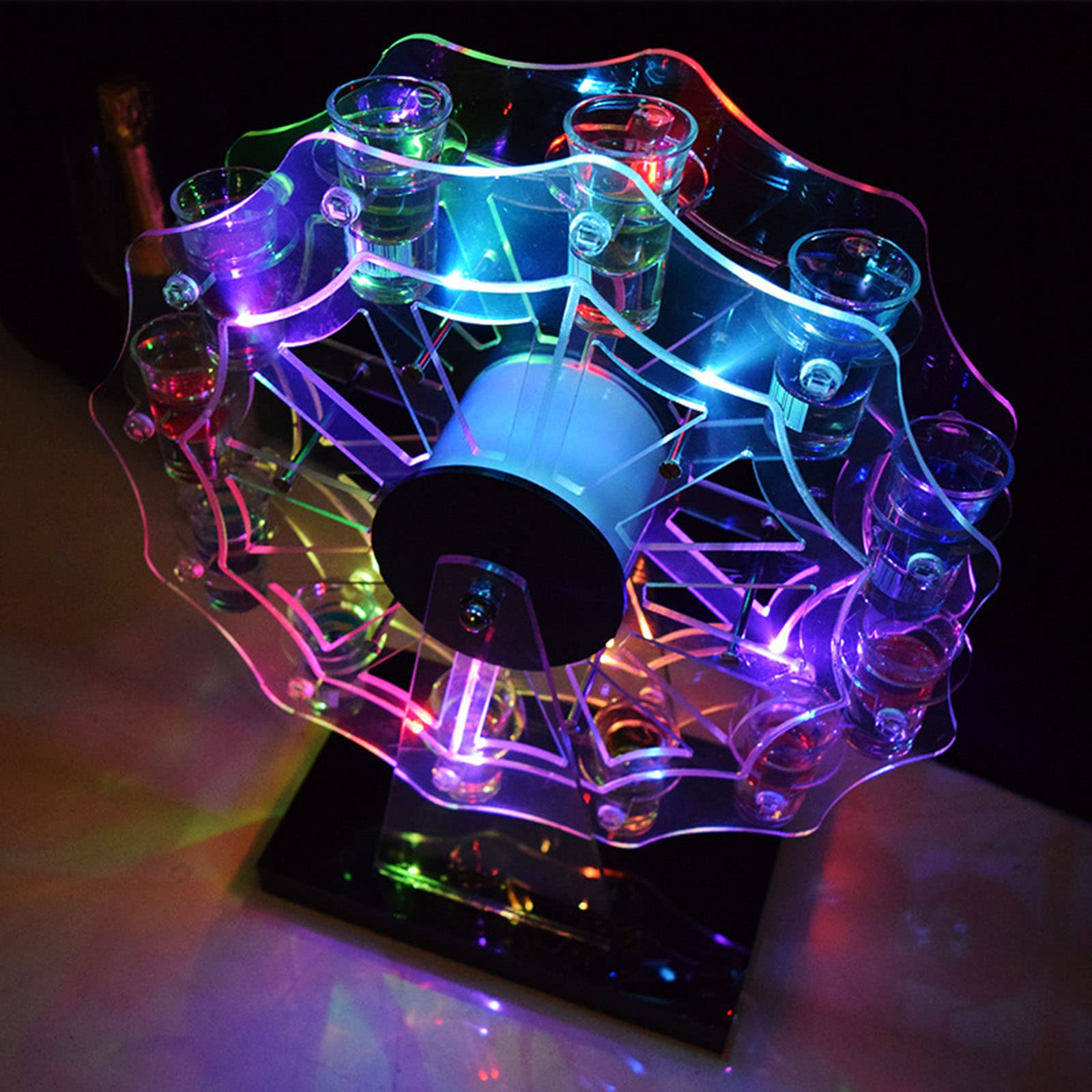Estante de exhibición de Botellas de Licor LED Rueda de la Fortuna Soporte para Copa de cóctel 12 Equipo de Bar de Tazas Soporte de exhibición Club de Aves de Navidad Estante de Almacenamiento