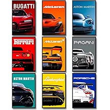 dazongweihan 9 pcs Super Car Posters pour Gar&ccedil;ons Chambre, Voiture de course Wall Art pour les hommes Guys, Voiture de sport Wall Decor, Voitures de course Photos Wall Decor pour Chambre Dorm Man Cave (Unframe,8x12 pouces) (T1)