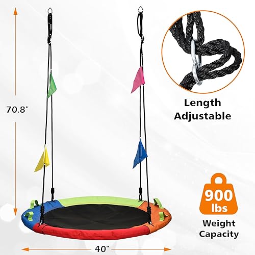 Miniatura 4 de HeyZoo Columpio de árbol, columpio volador de 40 pulgadas para niños, capacidad de peso de 900 libras, con correas ajustables para colgar, juegos de