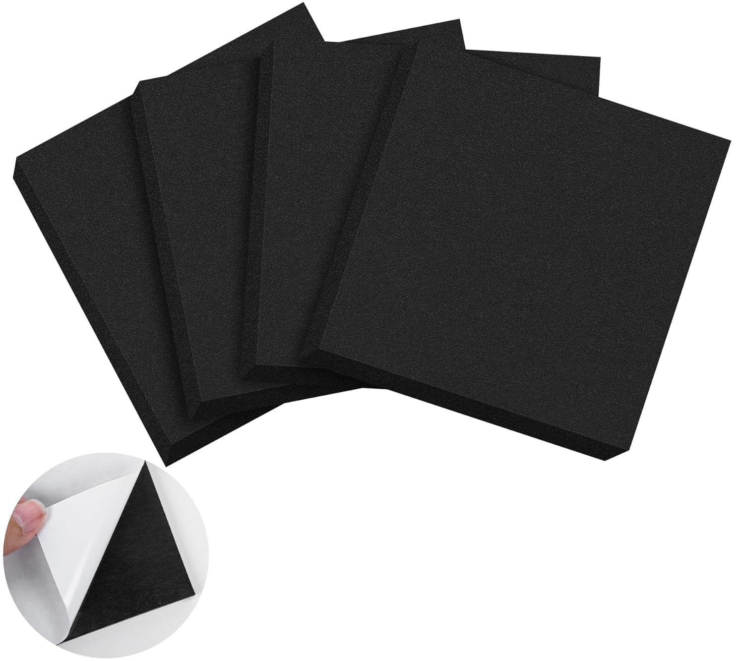 ToLanbbt 8 PCS Adhesive Foam Padding Sheets Closed Cell Neoprene Foam Sheet 1/2" Thick, 4" x 4" Self Stick Insulation Anti Vibration Pads Anti-Slip for Furniture, Cars, Speakers, DIY