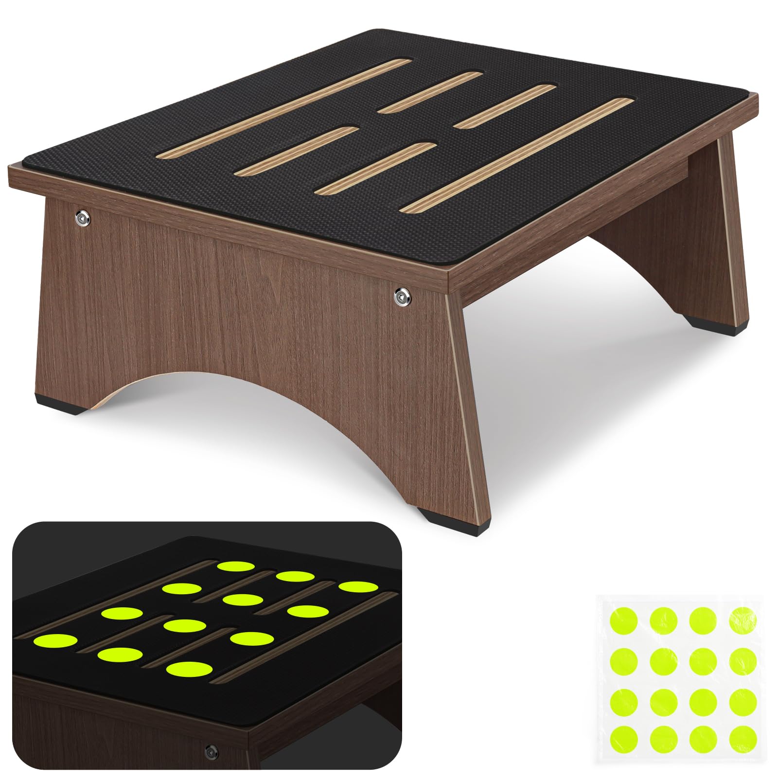 Wooden Step Stool for Adults Seniors with Non-Slip Rubber for High Beds