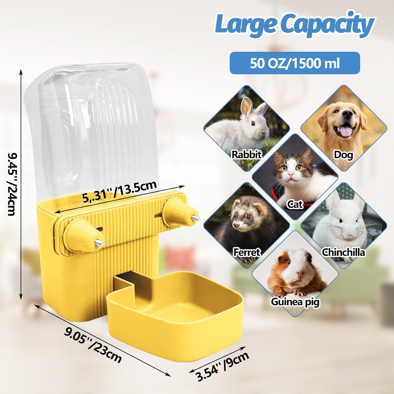 50 oz Rabbit Water Dispenser Bunny Water Bottle for Cage image 4