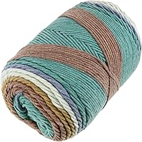 Vista 1 de 1 Roll 5 Strands of Rainbow Cotton Colorful Cotton Threads Acrylic Yarn Skein Waxed Thread Color Segment Dyed Gradient Cotton Yarn Color Yarn Pala