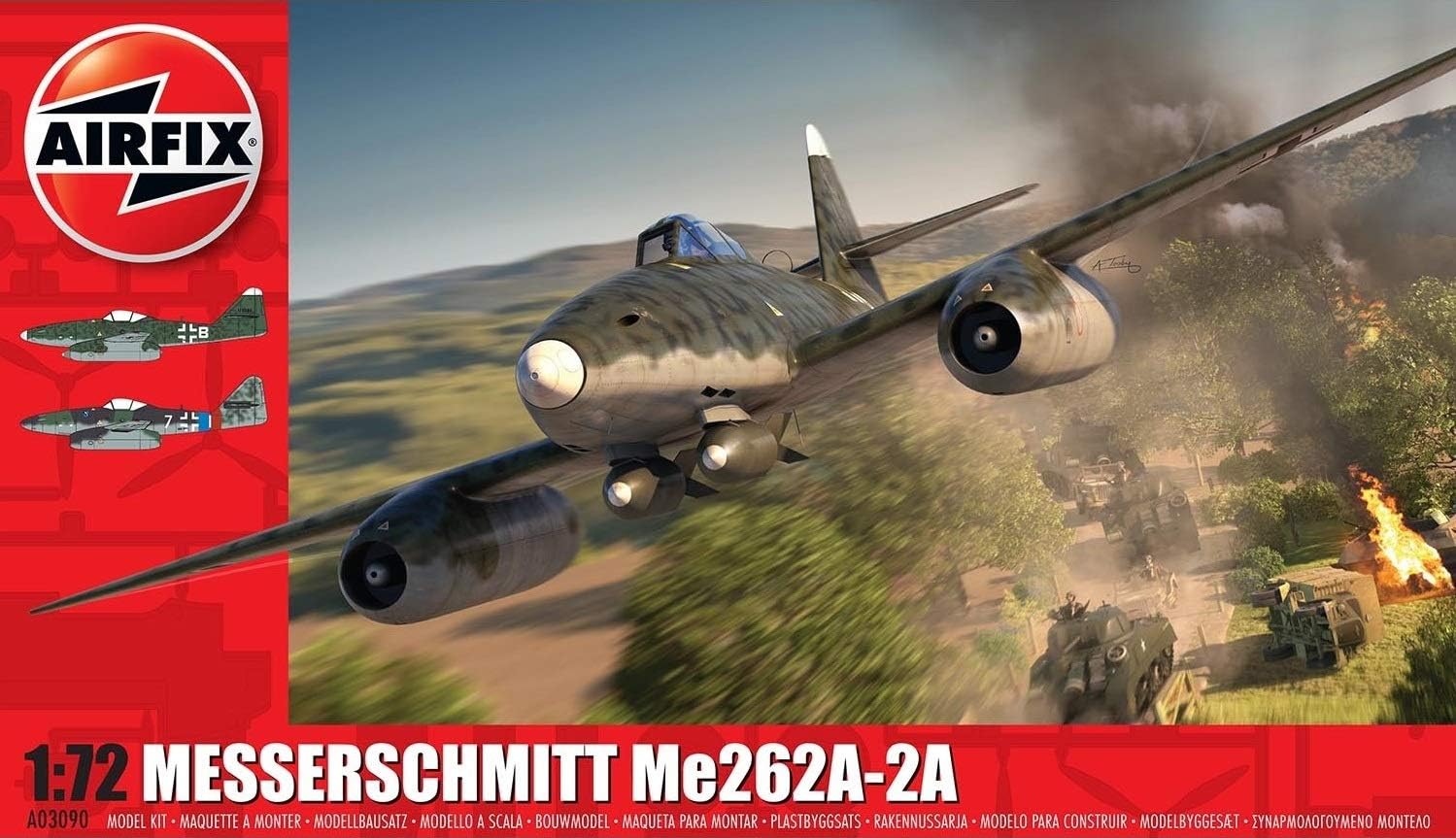 Airfix Messerschmitt ME262A-2A Airplane 1:72 WWII Military Aviation Plastic Model Kit A03090