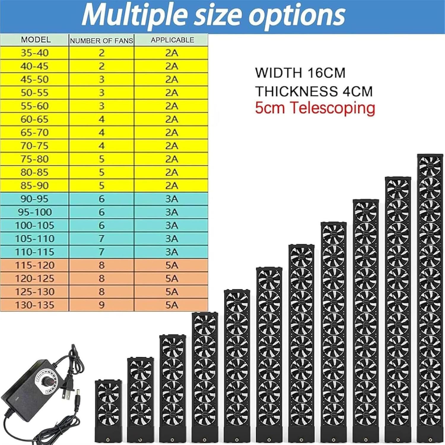 Vertical Window Fan for Sliding Windows, Retractable Exhaust Fan, 35-135cm Optional and 5CM Retractable, Adjustable Speed 0-2800 RPM & Without Drilling Holes, Home, Kitchen, Bedroom