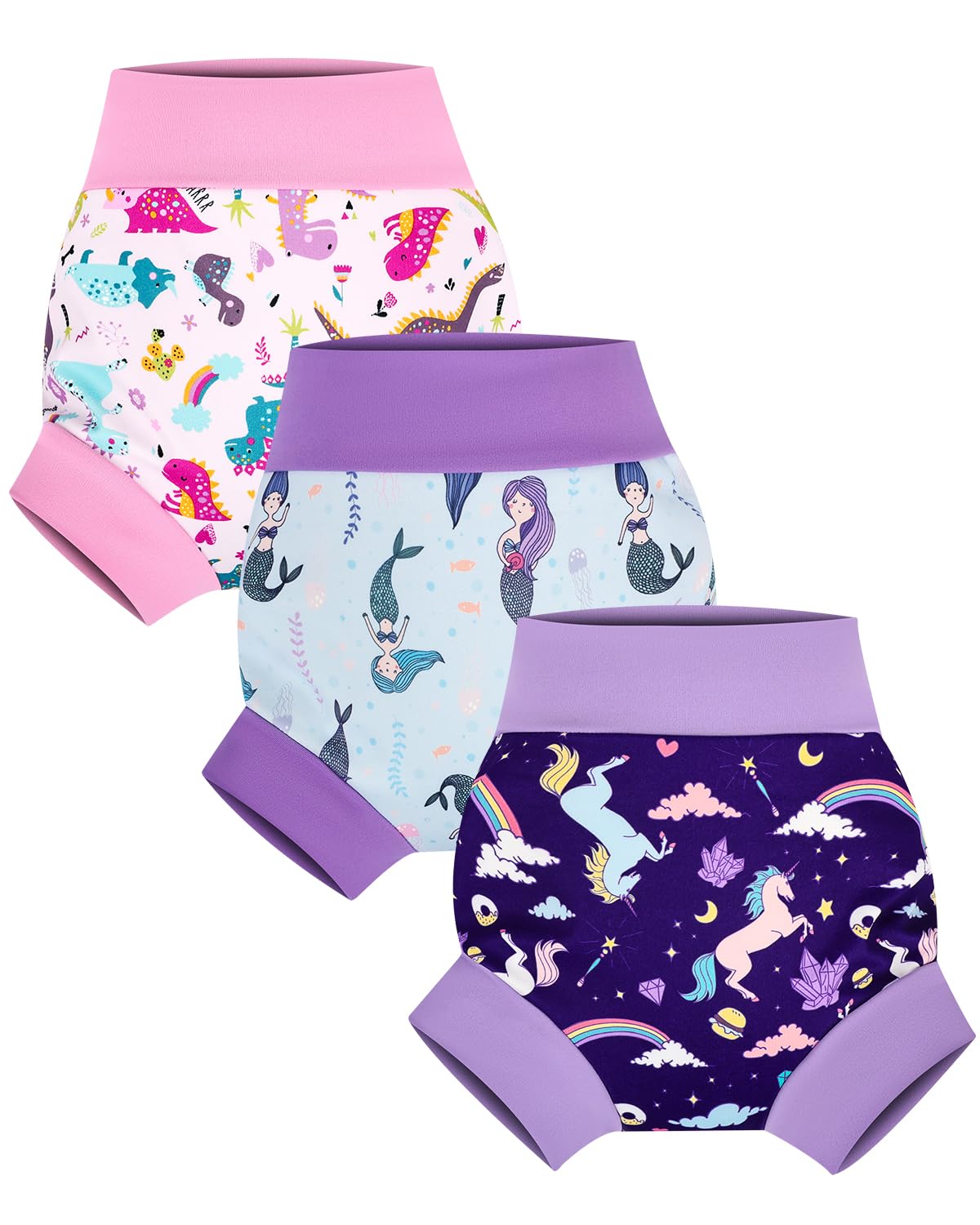 FLYISH DIRECT Wiederverwendbare Schwimmwindel für Baby, Wasserdicht und Auslaufsicher Baby Schwimmwindel, 3 Stück
