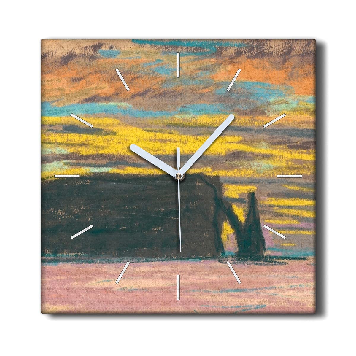Horloge Murale sans tic-tac Monet 30x30 : Toile Décorative Silencieuse pour le Salon