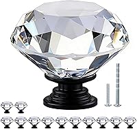 Vista 15 de POZEAN Perillas de gabinete de cristal 30 unidades, perillas para cómoda de 1.57 pulgadas para gabinete, cajón con dos tamaños diferentes