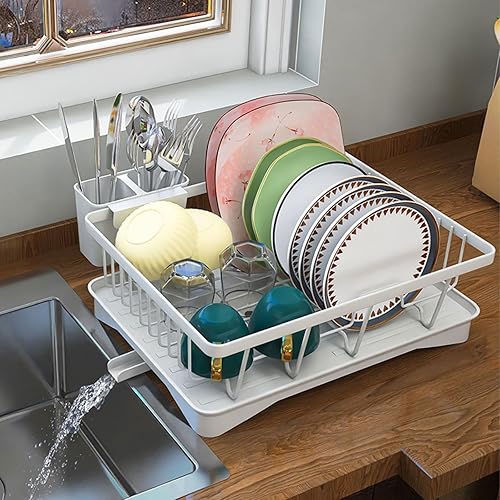 Escurridor de platos, escurridor de platos de gran capacidad con escurridor automático, escurridor de platos para encimera de cocina, estante de
