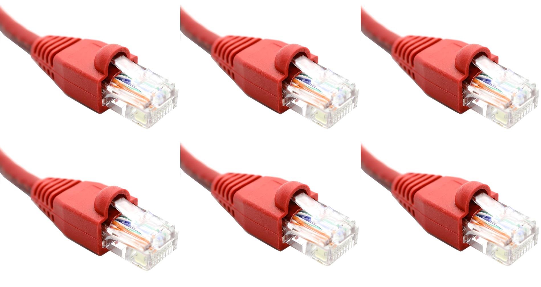 Ultra Spec Cables 6 sztuk – czerwony kabel sieciowy 2FT Cat6 Ethernet Lan Internet Patch Cord RJ45 Gigabit