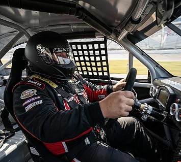 Conquer Snell SA2025承認フルフェイスオートレーシングカーヘルメット-大人|メンズ|レディース|-ブラック/ホワイト/シルバー