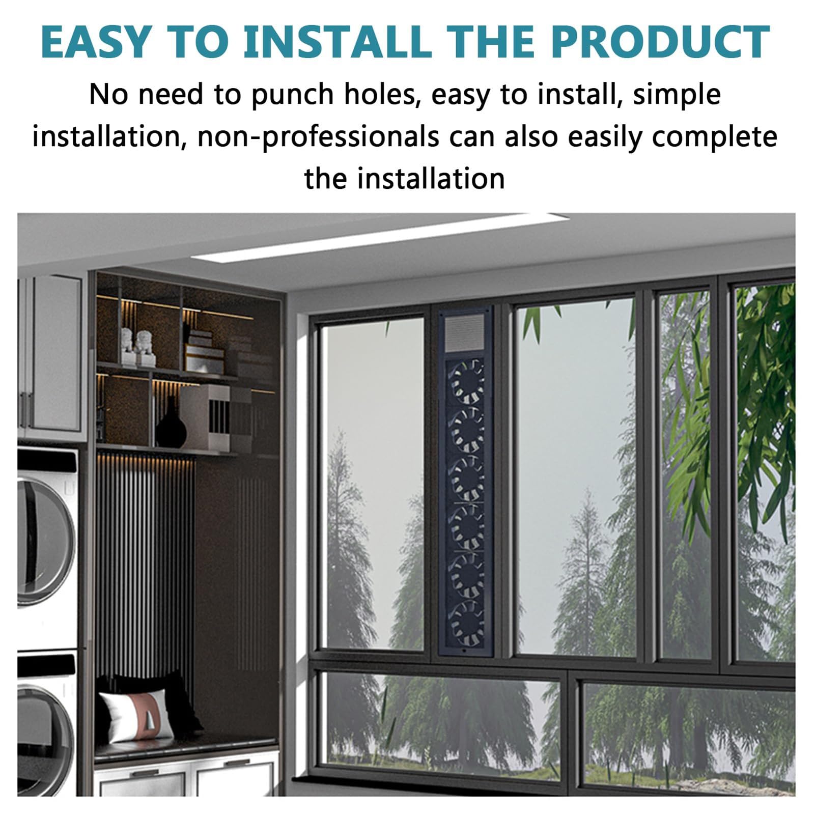 Ventilador de ventana retráctil ajustable, altura extensible 52-112 cm