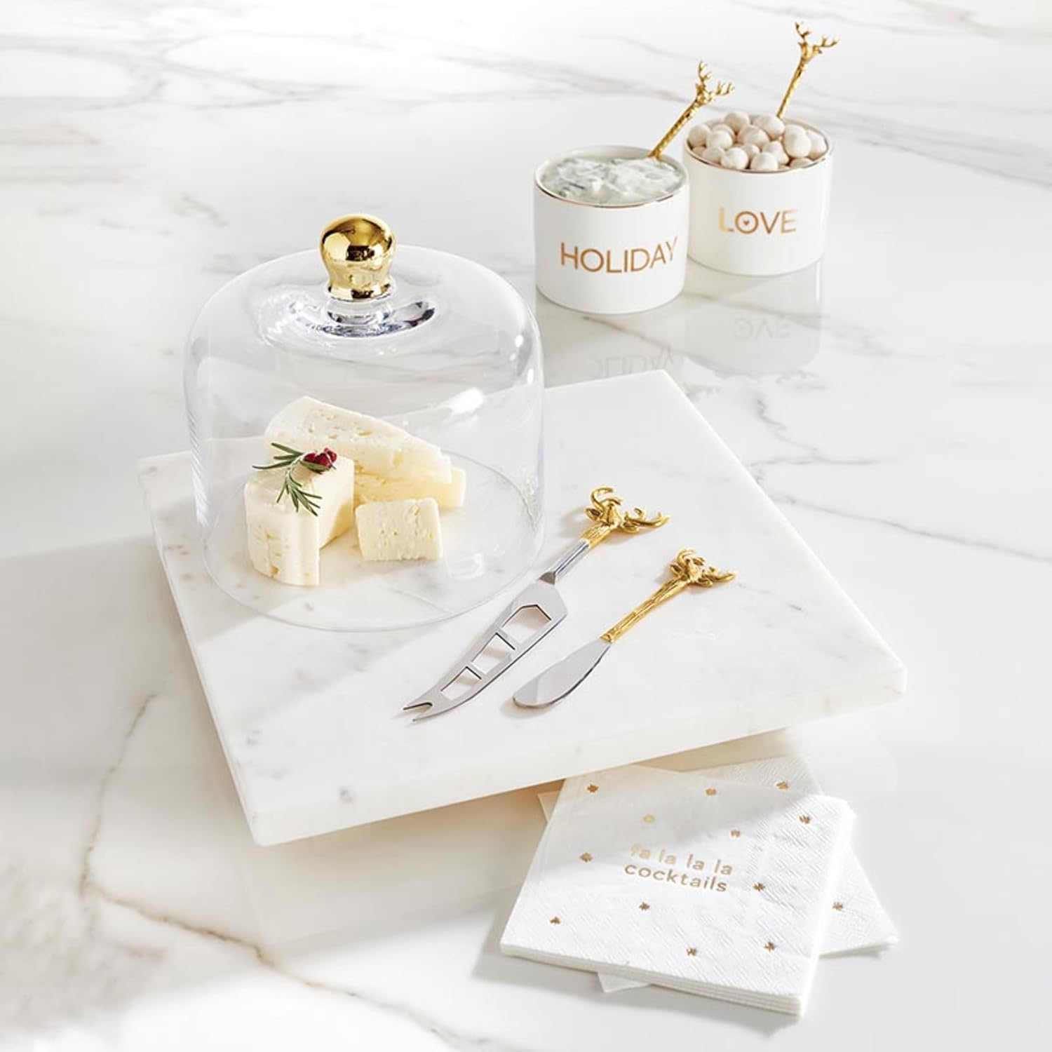 Santa Barbara Design Studio Glass Dome Food Cover Gold Knob Cloche, Medium, Clear