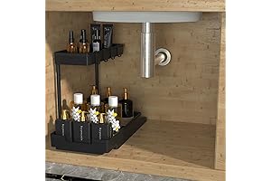DEKAVA L-Shaped Under Sink Organizer: Tidy Narrow Spaces in Bathroom and Kitchen