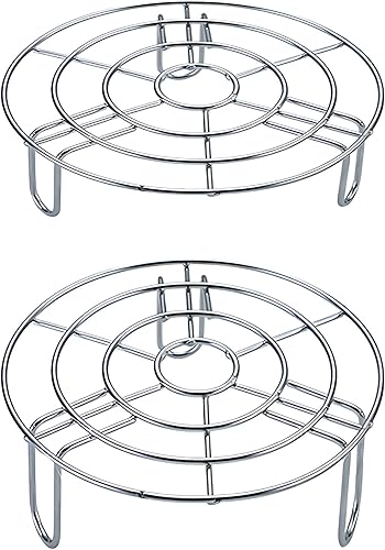 Miniatura 8 de Juego de 2 estantes de enfriamiento de alambre cruzado con patas de diámetro de 7.9 pulgadas de diámetro, para cocinar al vapor y hornear, para