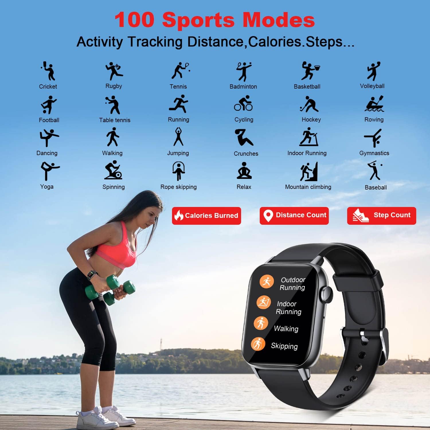 GT HITGX Smart Watch 1.72" HD Smart Watches for Men Women Activity trackers and smartwatches with AI Voice Control Full Touch Screen 100+ Sports Fitness Watch for Android iOS (Answer/Calls)