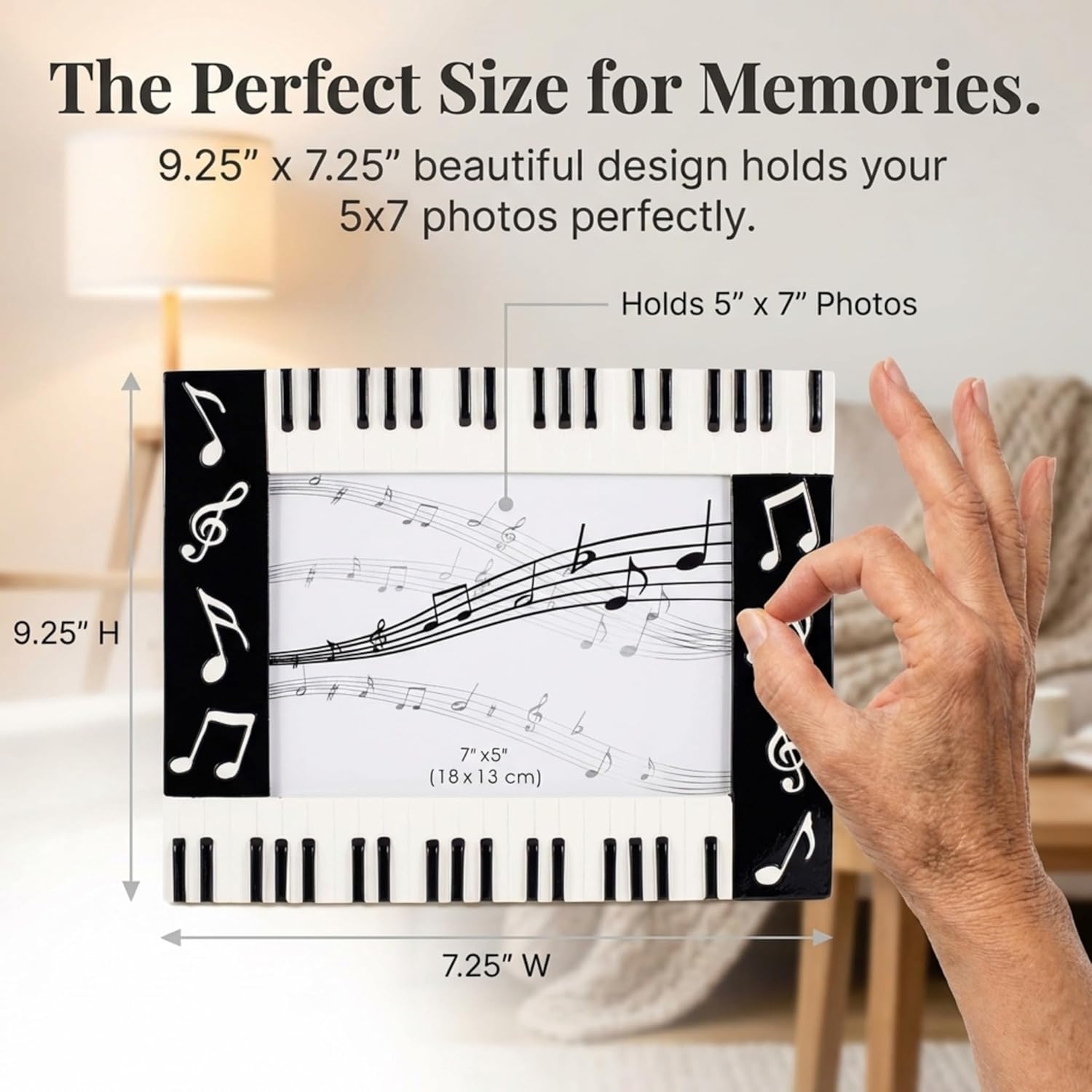 Broadway Gift Piano Keyboard Musical Notes Treble Clef Decorative 5x7 Picture Frame,Multicolor