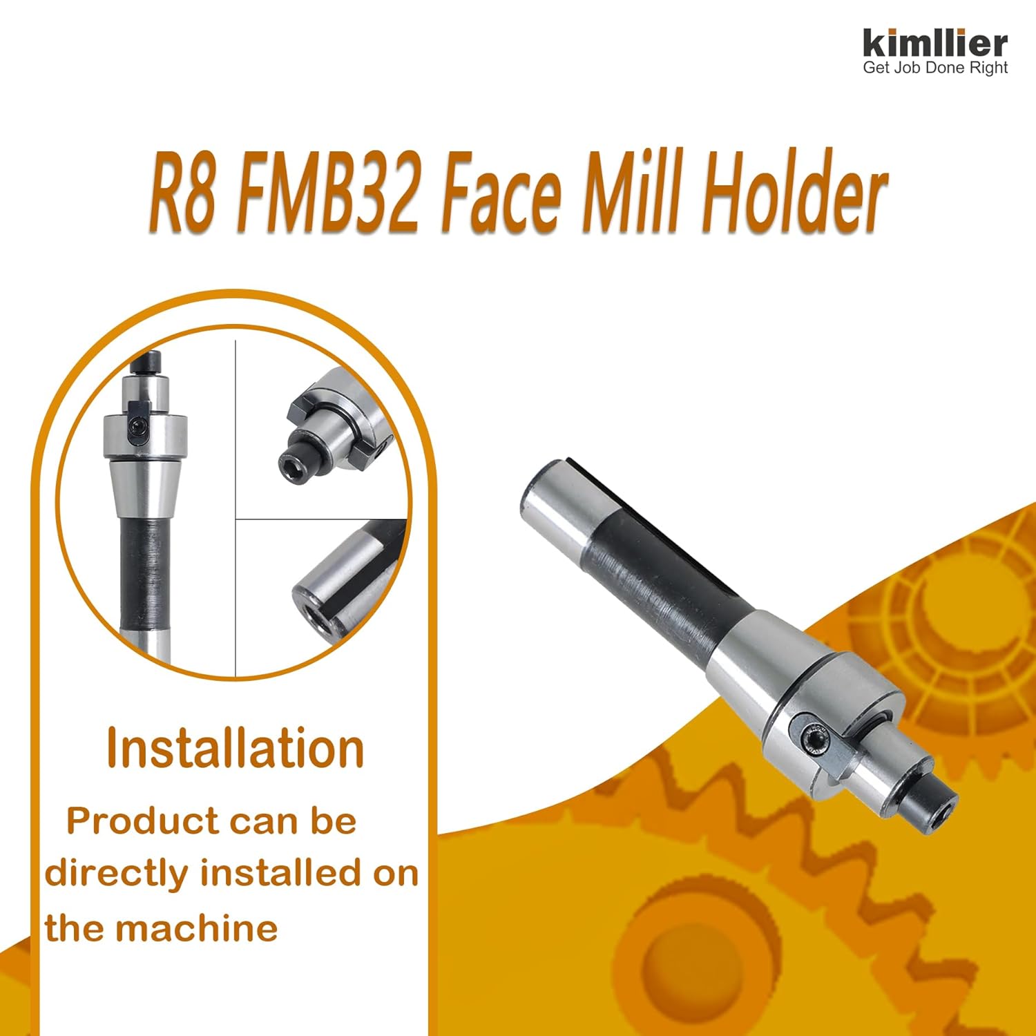 kimllier R8 FMB22 Shank Face Mill Arbor and 400R 50MM CNC End Milling Shell with 4Pcs APMT1604 Carbide Inserts and T15 Wrench Fit for Fough Machining of The Workpiece on The Milling Machine