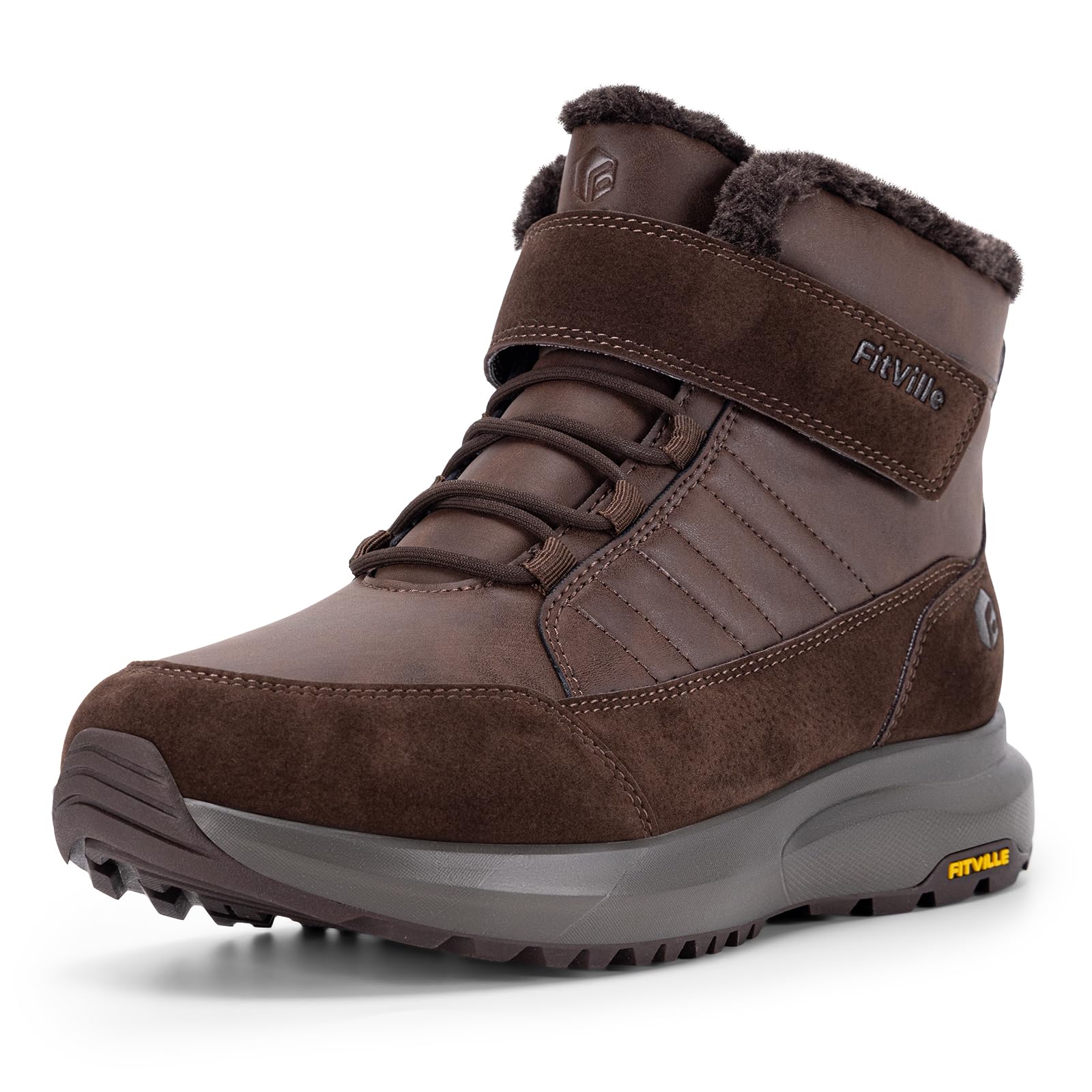 FitVille Winterstiefel Herren Extra Weit Winterschuhe mit Klettverschluss | Rutschfeste Kurzschaft Stiefel Bequeme Winter Boots Gefütterter Schneestiefel Warmer Herrenstiefel Gr.40-50 für Breite Füße