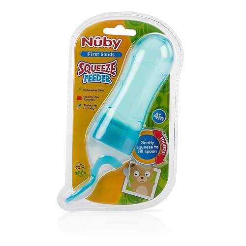 Miniatura 2 de Nuby Garden Fresh - Alimentador de silicona con cuchara y cubierta higiénica, los colores pueden variar, Azul