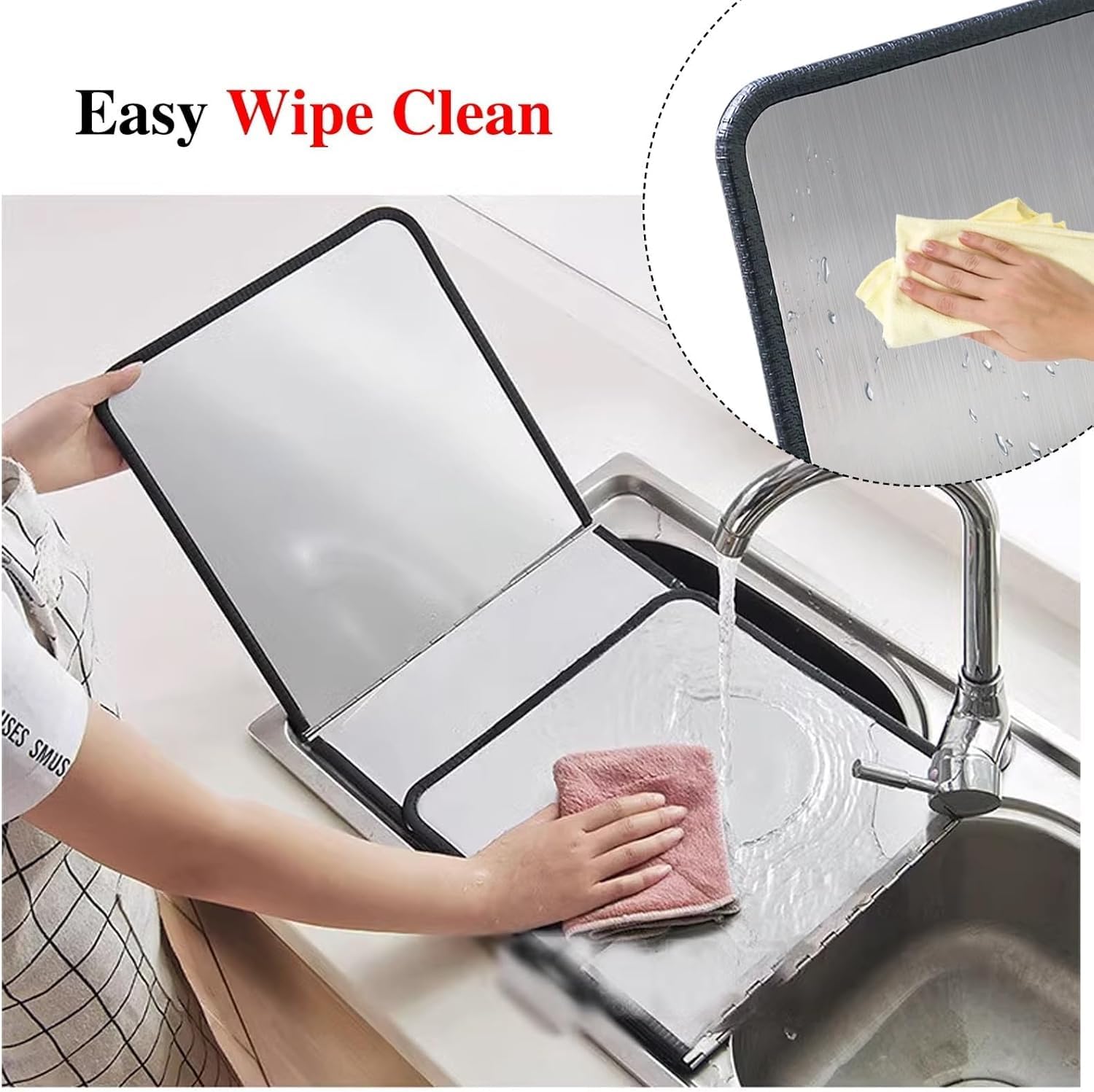 Stainless Steel Oil Splatter Guard, 4 Sided Foldable Cooktop Baffle for Frying, Grease Shield and Oil Splash Insulation Board