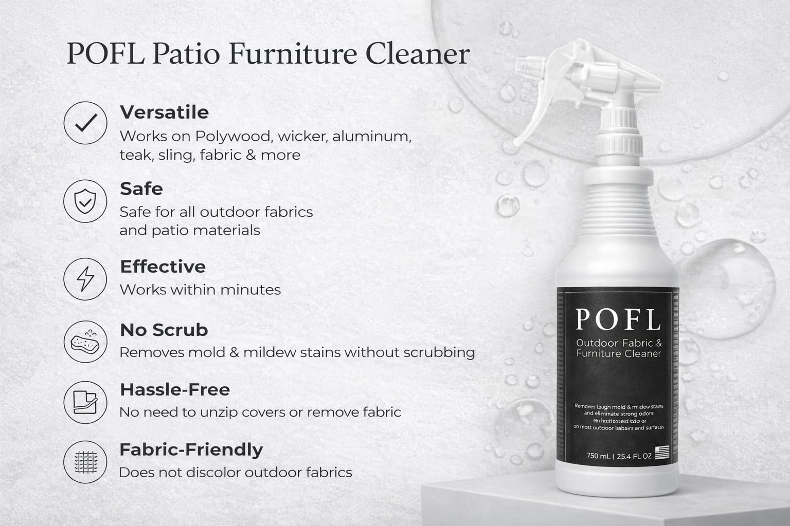 POFL Patio Furniture Cleaner POFL Outdoor Fabric & Furniture Cleaner – Mold & Mi - product photo