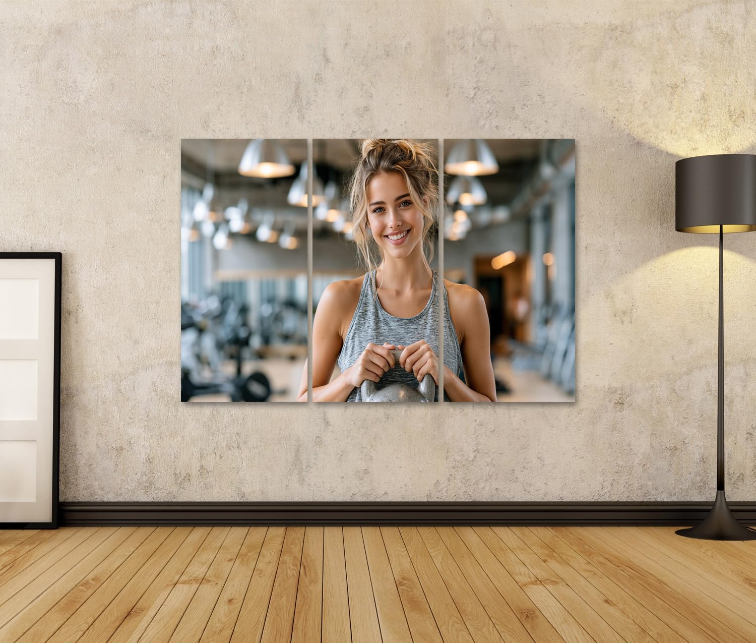 islandburner Quadro su tela, motivo: fitness motivazionale per la palestra in casa, per gli appassionati di sport, 3 pezzi