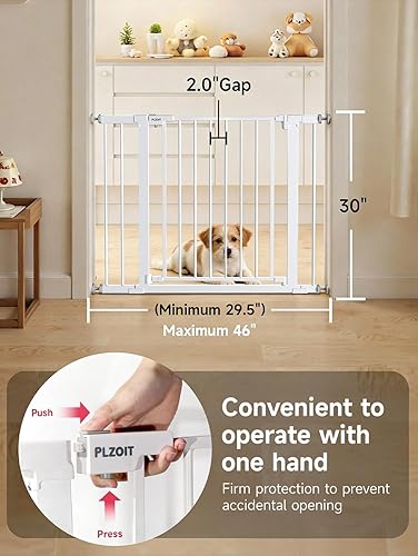 Miniatura 4 de Puerta de bebé de 29.5-40.5 pulgadas para escaleras, puerta para perros para puertas, puerta de seguridad de metal para bebés con cierre automático