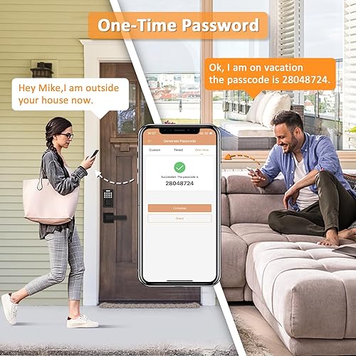Miniatura 6 de Tinewa Cerradura de puerta de entrada sin llave con 2 manijas de palanca, manija de puerta de entrada de huellas dactilares, cerrojo de teclado