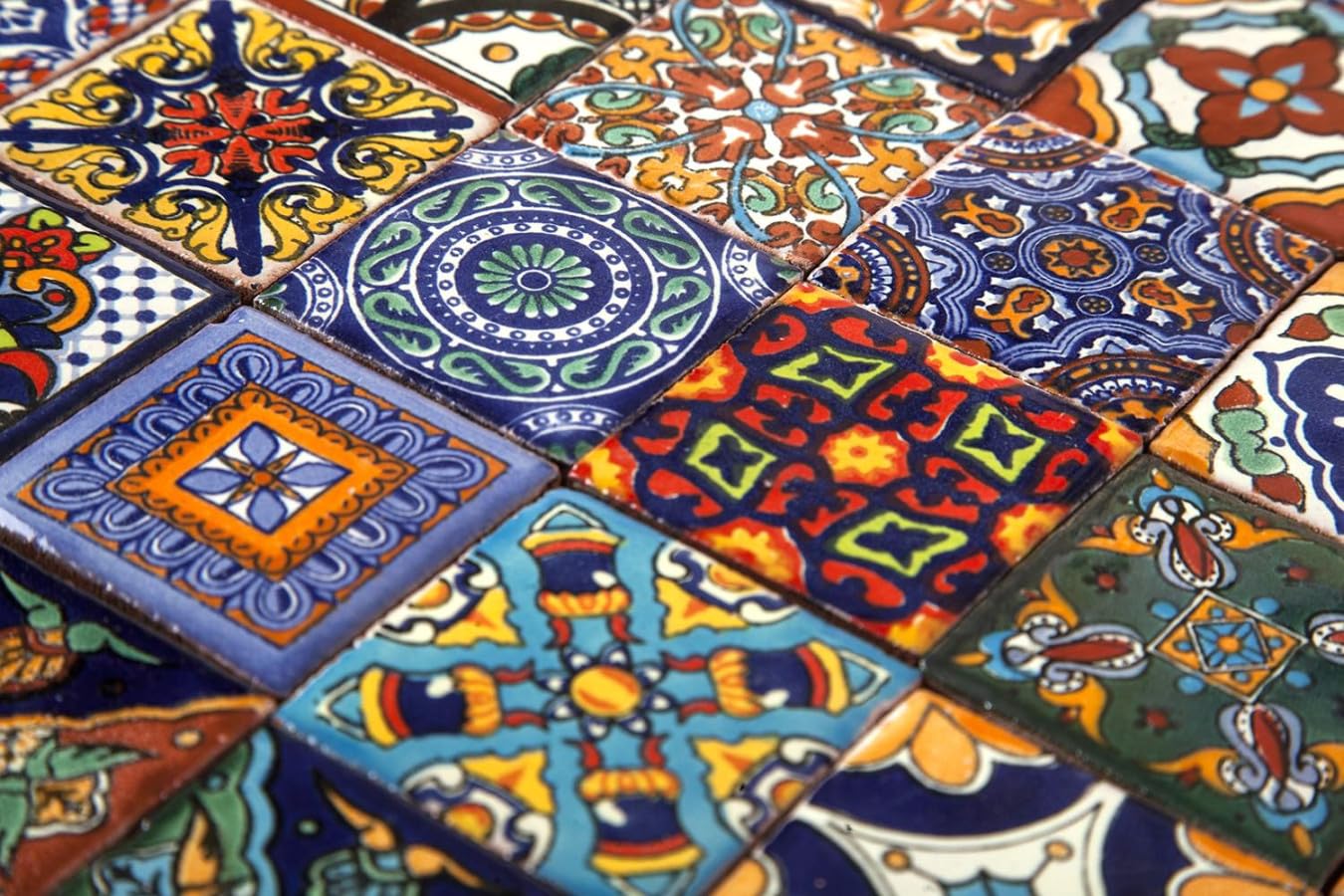 Cerames Baldosas cerámicas mexicanas Vivo - 60 azulejos decorativos de mosaico mexicano para baño, cocina, ducha, escaleras, pared posterior de cocina, azulejos de mosaico de cerámica 5 x 5 cm