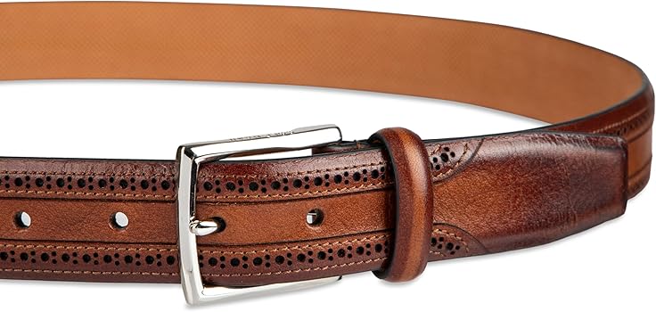 Amazon | Cole Haan メンズ レザードレスベルト, タン ブローグ, 32