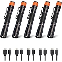 KunHe 180 Lumen LED Portable Rechargeable Pen Flashlight 10-Pack Waterproof Pocket Flash Light Single Mode Easy to Use with Clip Suitable for Inspection Camping and Daily Use