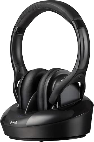 iLive Electronics Radio Frequency Wireless Headphones with Transmitter/Charging Dock, Black