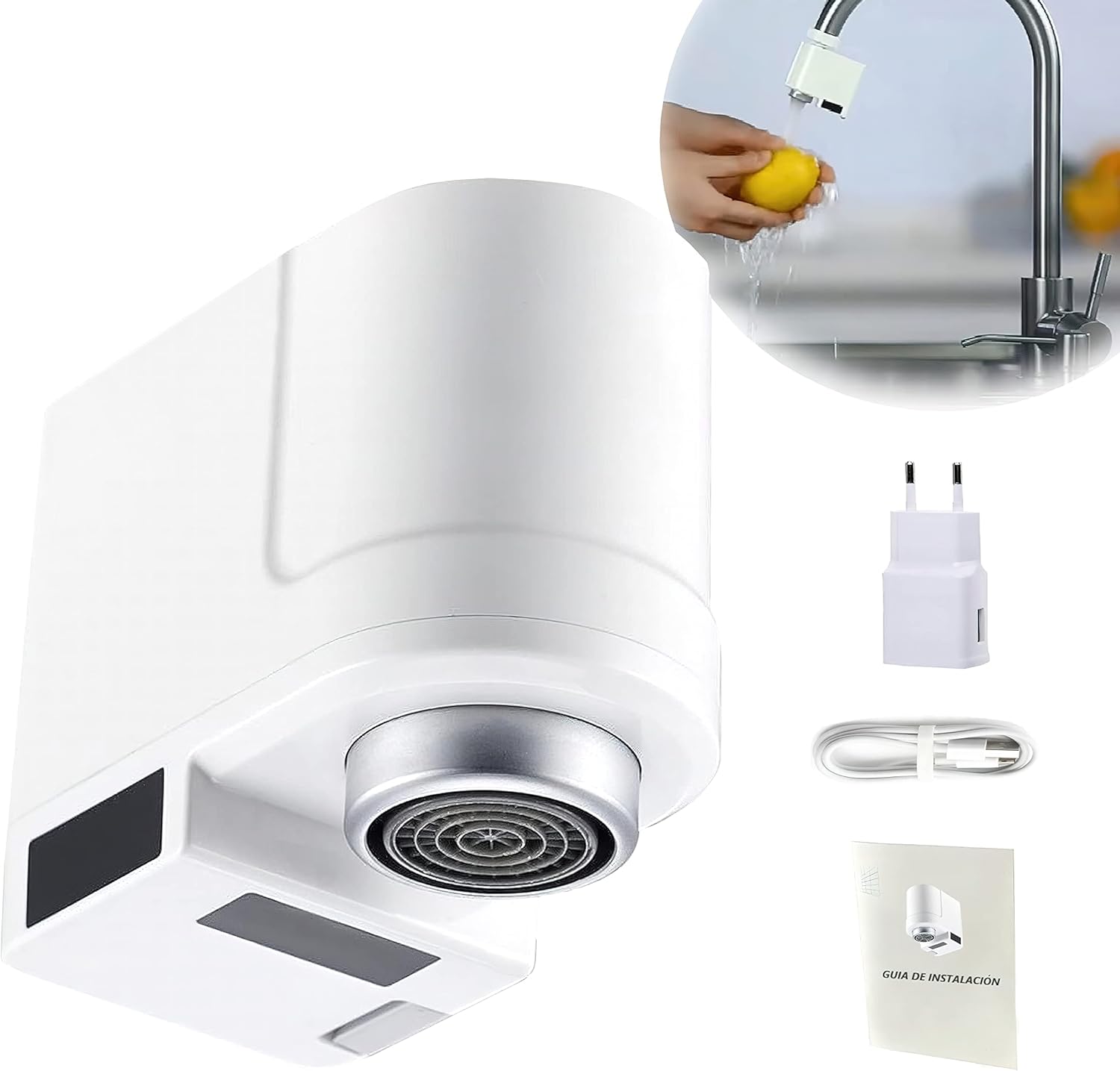 Grifo Sensor Automático, Aireador Grifo Cocina, Reduce Facturas Consumo de Agua, Grifo Automático, Adaptador Grifo Lavabo, Aireador Grifo, Adaptador Grifo Cocina, Sistema Ahorro de Agua, Ahorrar Agua